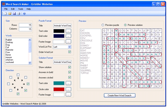 Word Search Generator With Key